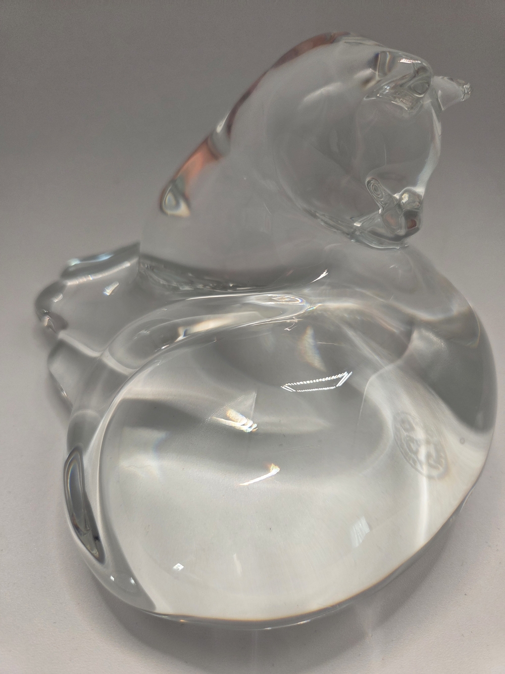 Baccarat France Crystal Sleeping Cat Figurine - Signed Authentic Art Glass